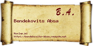 Bendekovits Absa névjegykártya